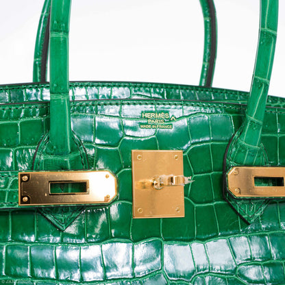 Hermès Birkin 30 Cactus Porosus Crocodile Gold Hardware