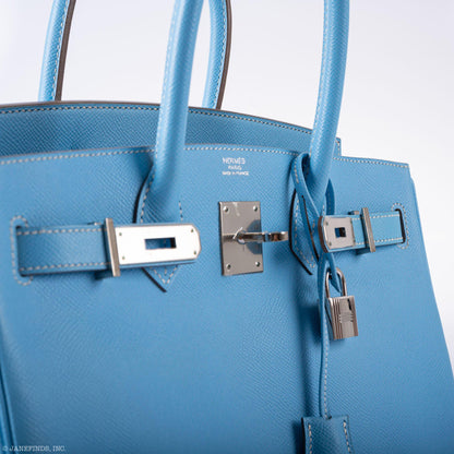 Hermès Birkin 30 Celeste Blue Epsom Palladium Hardware