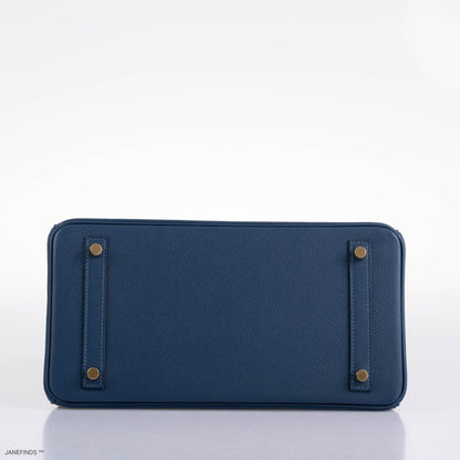Hermès Birkin 30 Deep Blue Epsom with Gold Hardware - 2019, D