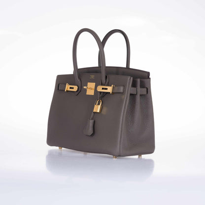 Hermès Birkin 30 Etain Tin Grey Clemence Gold Hardware