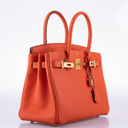 Hermès Birkin 30 Feu Togo Gold Hardware - 2020, Y