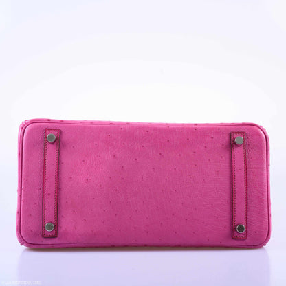 Hermès Birkin 30 Fuchsia Ostrich Palladium Hardware