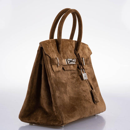 Hermès Birkin 30 Gold Veau Doblis Suede Palladium Hardware - 2008, L Square