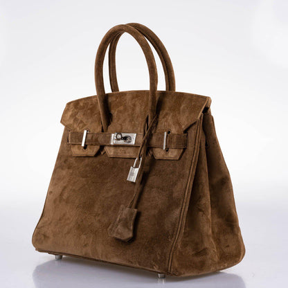 Hermès Birkin 30 Gold Veau Doblis Suede Palladium Hardware - 2008, L Square