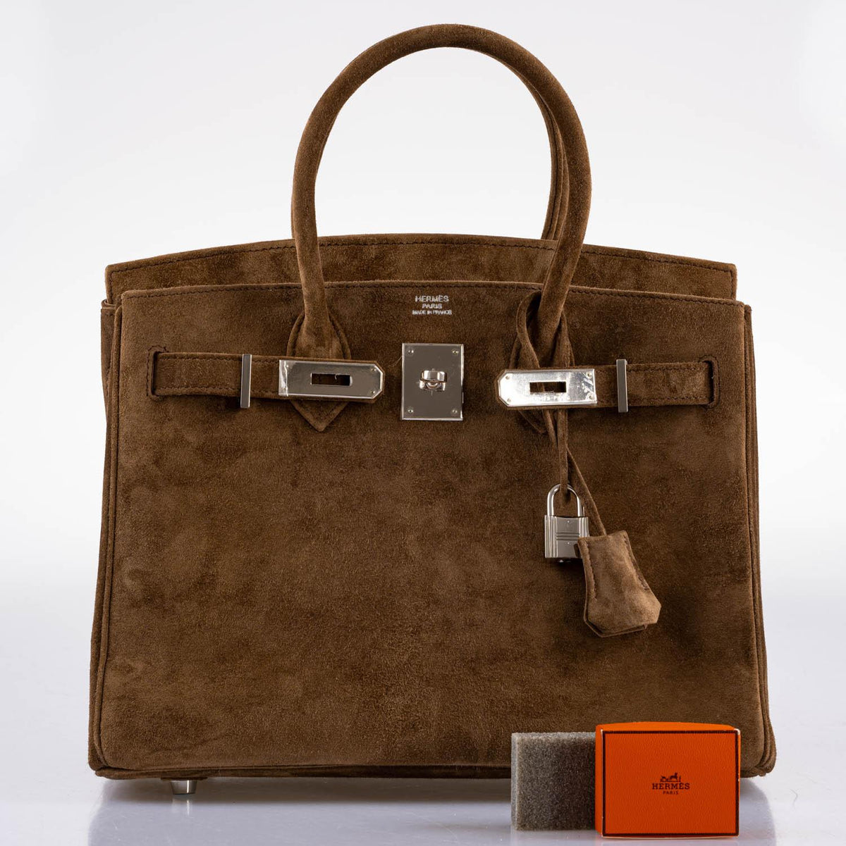 Hermès Birkin 30 Gold Veau Doblis Suede Palladium Hardware - 2008, L Square