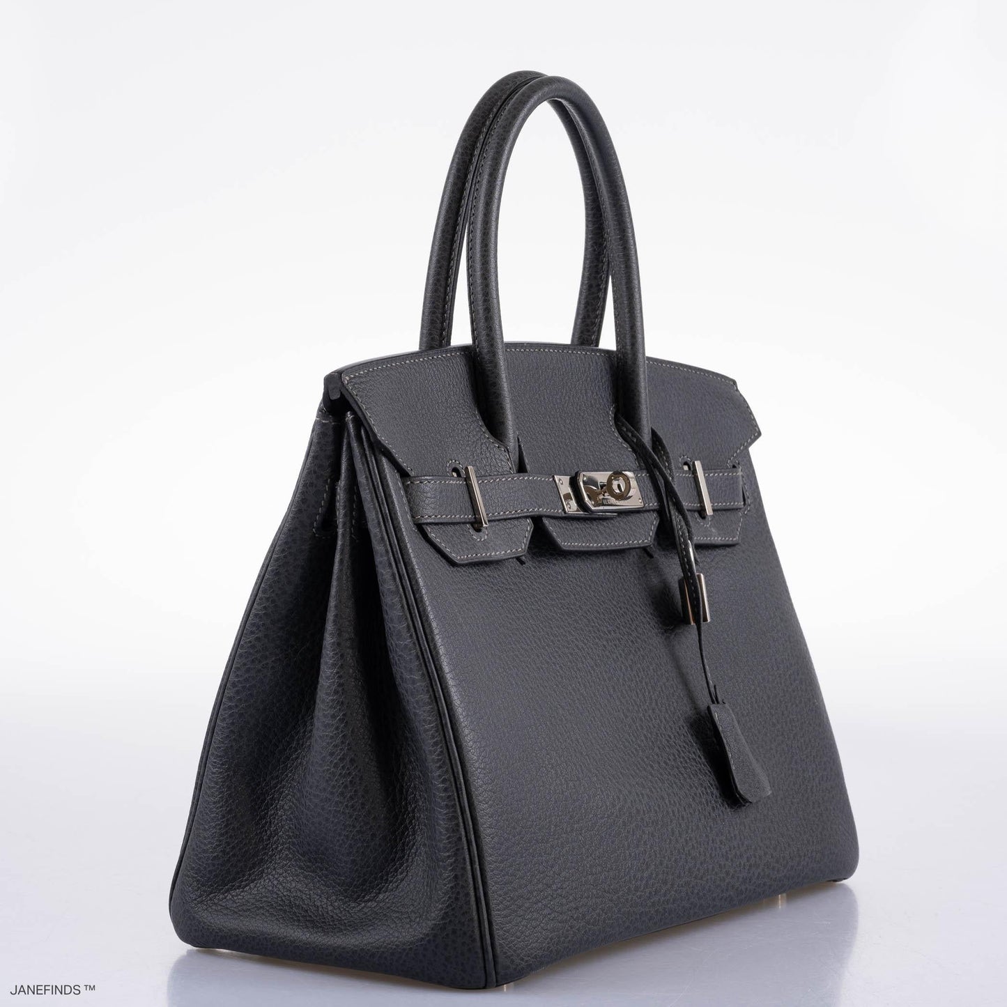 Hermès Birkin 30 Graphite Buffalo with Palladium Hardware - 2005, I Square