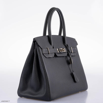 Hermès Birkin 30 Graphite Buffalo with Palladium Hardware - 2005, I Square