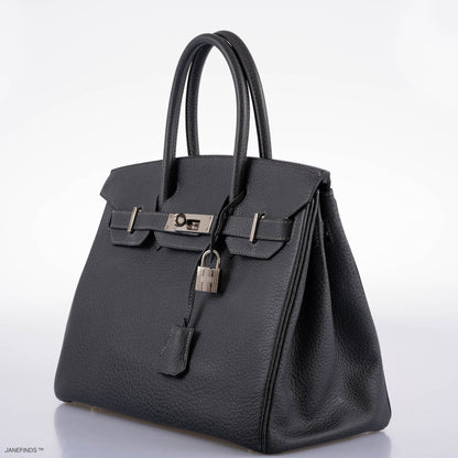 Hermès Birkin 30 Graphite Buffalo with Palladium Hardware - 2005, I Square