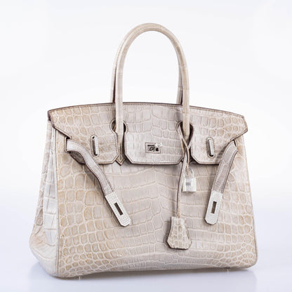 Hermès Birkin 30 Gris Cendre Himalaya Niloticus Crocodile 18K White Gold & Diamond Hardware