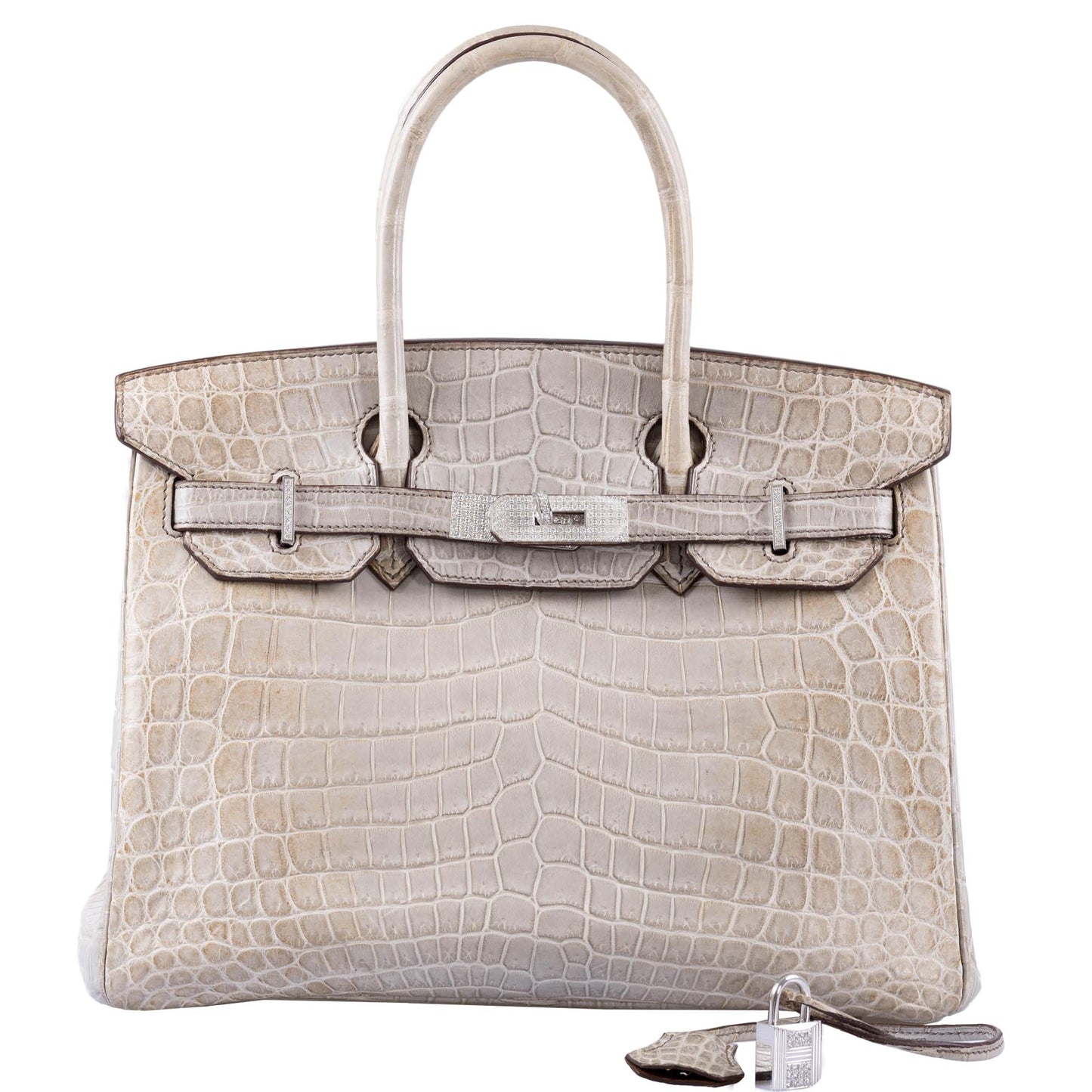 Hermès Birkin 30 Gris Cendre Himalaya Niloticus Crocodile 18K White Gold & Diamond Hardware