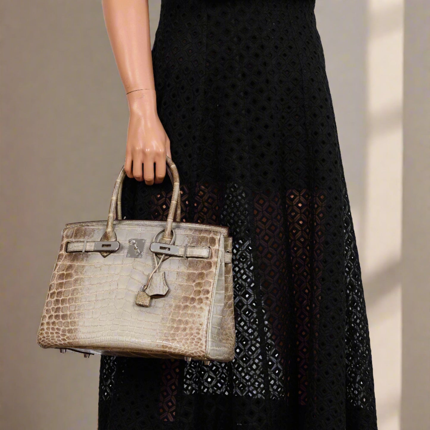 Hermès Birkin 30 Gris Cendre Himalaya Niloticus Crocodile Palladium Hardware