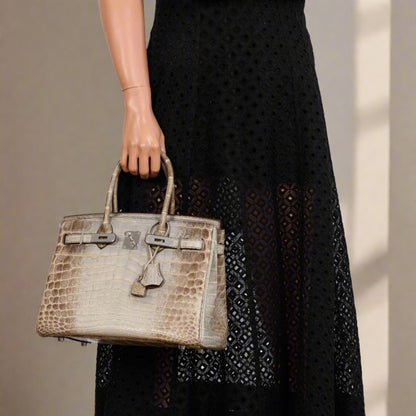 Hermès Birkin 30 Gris Cendre Himalaya Niloticus Crocodile Palladium Hardware