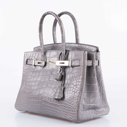 Hermès Birkin 30 Gris Paris Matte Alligator with Palladium Hardware