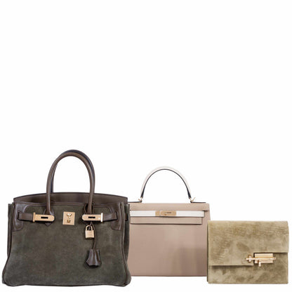 Hermès Birkin 30 Grizzly Vert de Gris Suede & Veau Swift Permabrass Hardware - Special Edition
