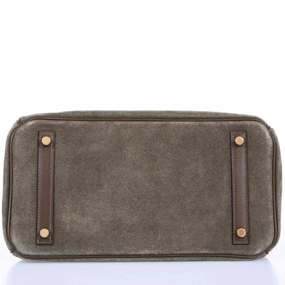 Hermès Birkin 30 Grizzly Vert de Gris Suede & Veau Swift Permabrass Hardware - Special Edition