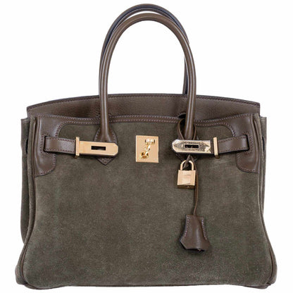 Hermès Birkin 30 Grizzly Vert de Gris Suede & Veau Swift Permabrass Hardware - Special Edition