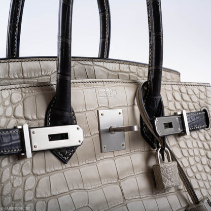Hermès Birkin 30 HSS Beton & Graphite Matte Alligator Brushed Palladium Hardware