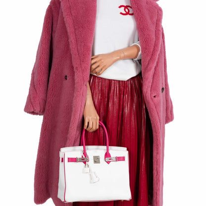 Hermès Birkin 30 HSS Bi-Color White & Fuchsia Chevre Palladium Hardware