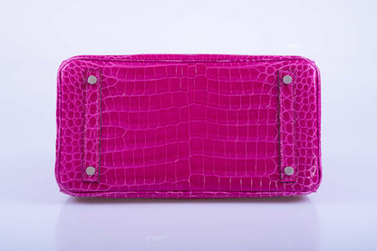 Hermès Birkin 30 HSS Rose Scheherazade Porosus Crocodile, Cassis Interior Palladium Hardware