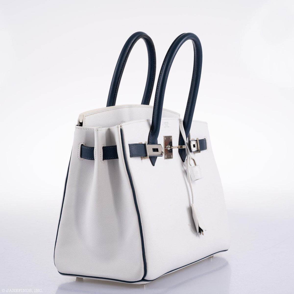 Hermès Birkin 30 HSS White & Blue Marine Epsom leather Palladium Hardware - 2011, O Square