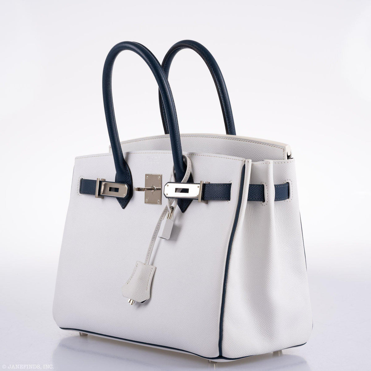 Hermès Birkin 30 HSS White & Blue Marine Epsom leather Palladium Hardware - 2011, O Square