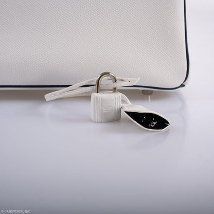 Hermès Birkin 30 HSS White & Blue Marine Epsom leather Palladium Hardware - 2011, O Square