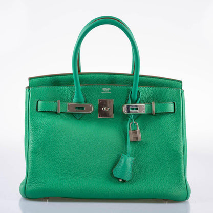 Hermès Birkin 30 Menthe Clemence with Palladium Hardware - 2012, P Square