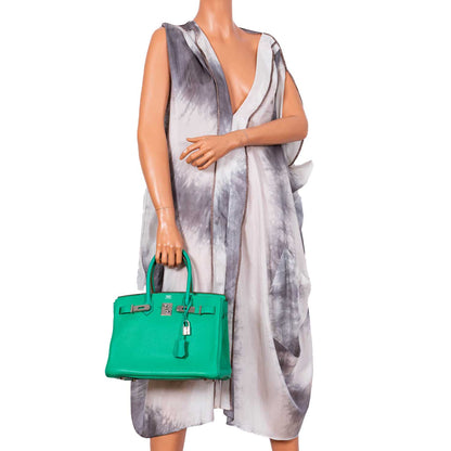 Hermès Birkin 30 Menthe Clemence with Palladium Hardware - 2012, P Square