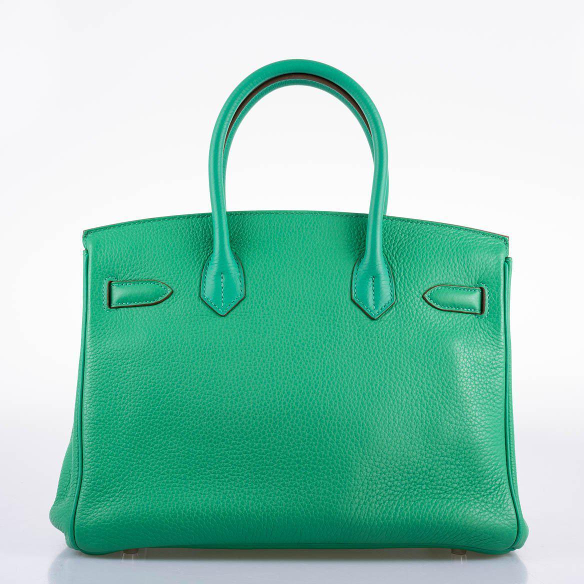 Hermès Birkin 30 Menthe Clemence with Palladium Hardware - 2012, P Square