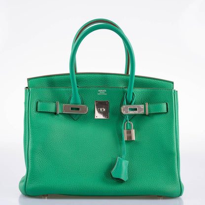 Hermès Birkin 30 Menthe Clemence with Palladium Hardware - 2012, P Square