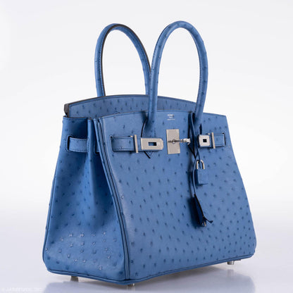Hermès Birkin 30 Mykonos Ostrich Palladium Hardware - 2016, A