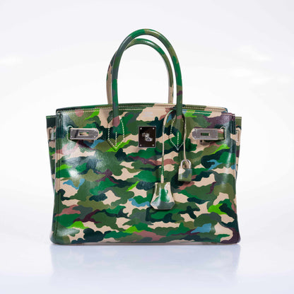 Hermès Birkin 30 Parchment Box Camouflage Palladium Hardware * JaneFinds Custom Shop