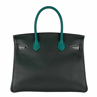 Hermès Birkin 30 "Patchwork" Vert Fonce Vert Titen Emerald Chevre Clemence Box Calf Porosus Crocodile Palladium Hardware