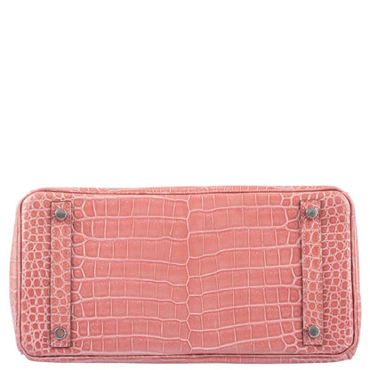 Hermès Birkin 30 Rose Indiennes Shiny Porosus Crocodile Palladium Hardware