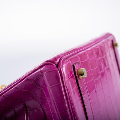 Hermès Birkin 30 Rose Scheherazade Shiny Niloticus Crocodile Gold Hardware