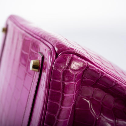 Hermès Birkin 30 Rose Scheherazade Shiny Niloticus Crocodile Gold Hardware