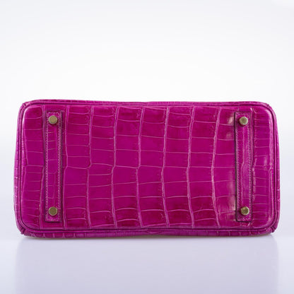 Hermès Birkin 30 Rose Scheherazade Shiny Niloticus Crocodile Gold Hardware