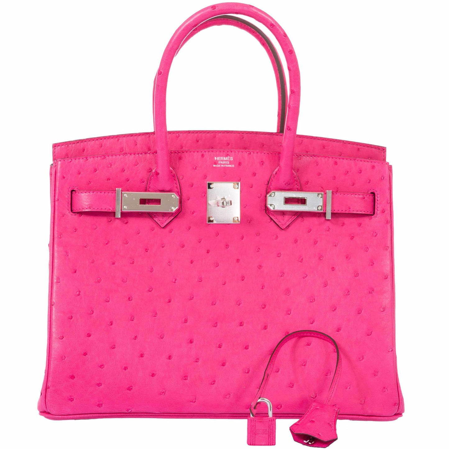 Hermès Birkin 30 Rose Tyrien Ostrich Palladium Hardware - 2020, Y