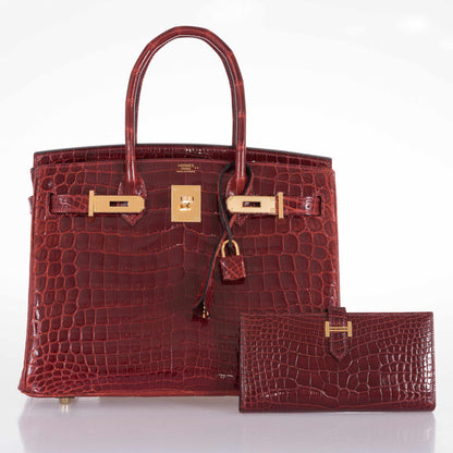 Hermès Birkin 30 Rouge H Niloticus Crocodile Gold Hardware