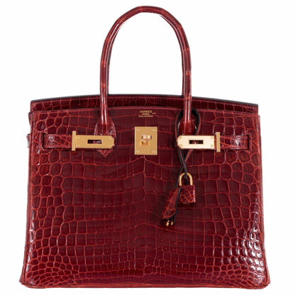 Hermès Birkin 30 Rouge H Niloticus Crocodile Gold Hardware