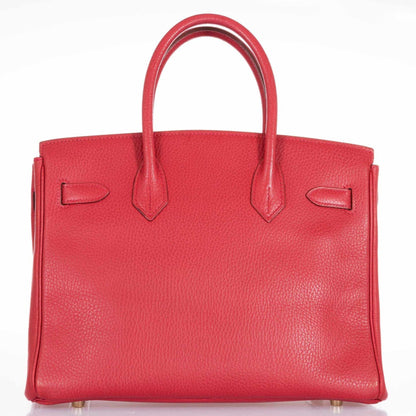 Hermès Birkin 30 Rouge Vif Ardennes Gold Hardware - 2001, E Square