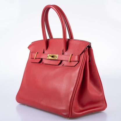 Hermès Birkin 30 Rouge Vif Swift with Gold Hardware