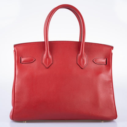 Hermès Birkin 30 Rouge Vif Swift with Gold Hardware