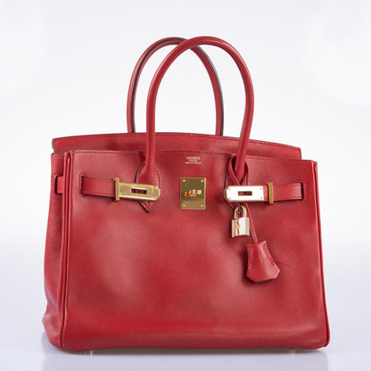 Hermès Birkin 30 Rouge Vif Swift with Gold Hardware