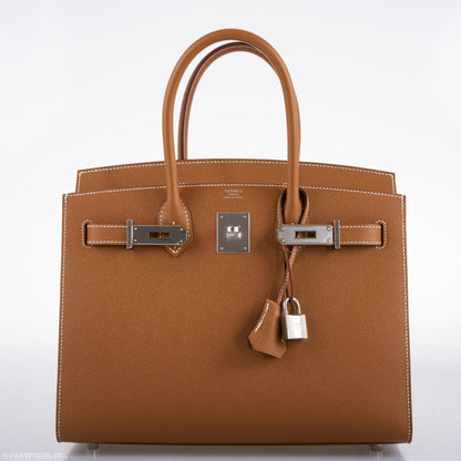 Hermès Birkin 30 Sellier Gold Madame Grain leather Palladium Hardware - 2020, Y