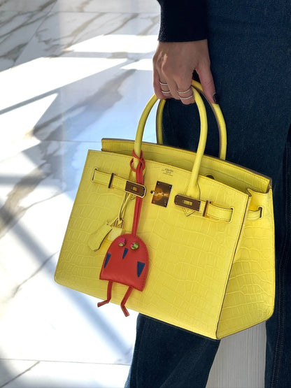Hermès Birkin 30 Sellier Jaune Citron Matte Niloticus Crocodile Gold Hardware