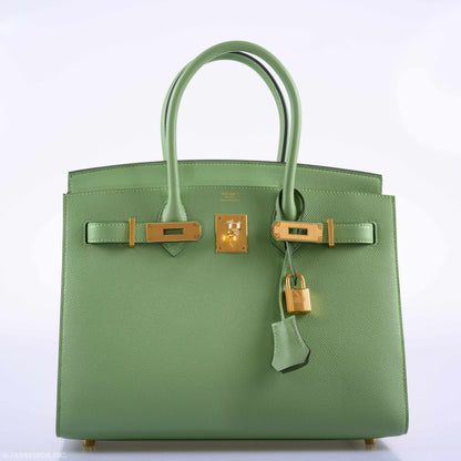 Hermès Birkin 30 Sellier Vert Criquet Madame Grain Gold Hardware - 2020, Y