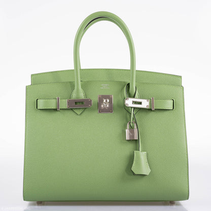 Hermès Birkin 30 Sellier Vert Criquet Madame Grain Palladium Hardware - 2020, Y