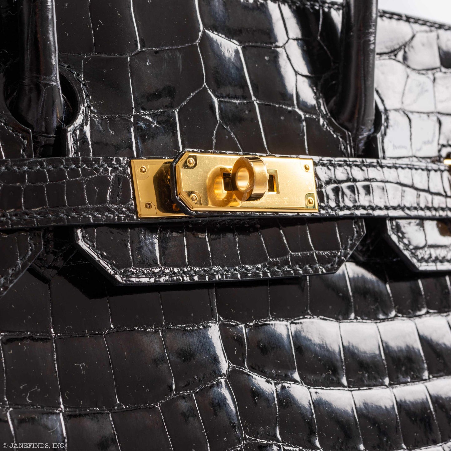 Hermès Birkin 30 Shiny Black Porosus Crocodile Gold Hardware