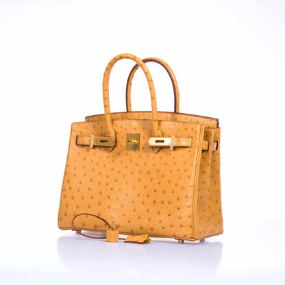Hermès Birkin 30 Tabac Camel Ostrich Gold Hardware